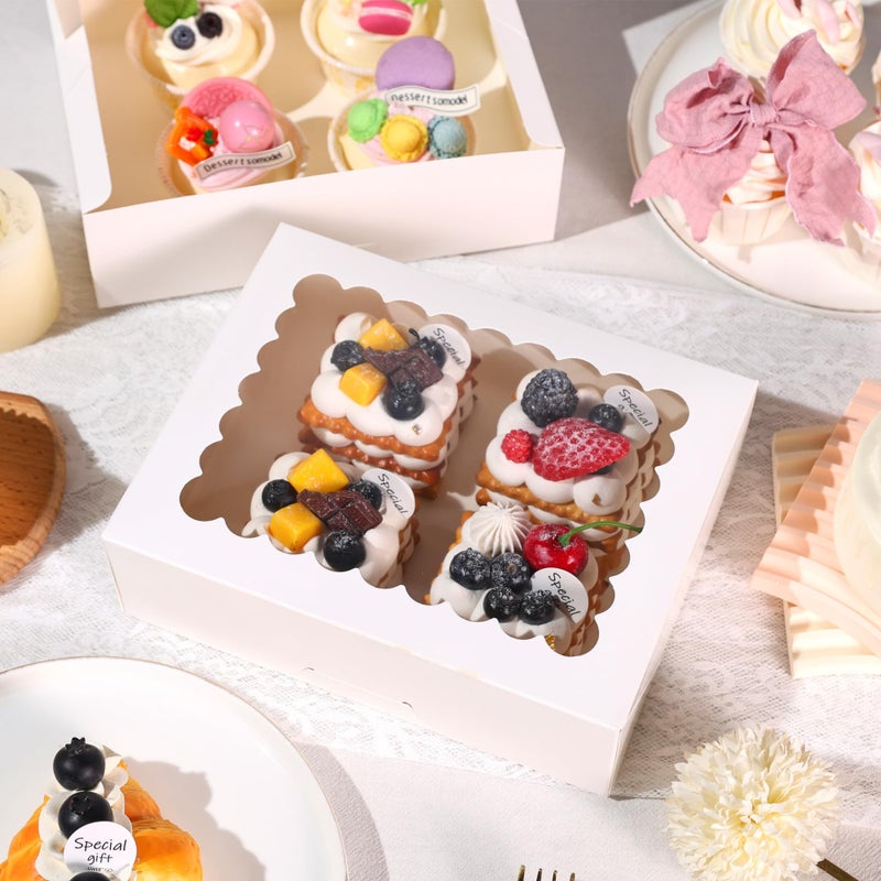 NPLUX Cookie Boxes Bakery Boxes with Window 8x6.5x2.5 Inches Auto-Popup Treat Pastry Boxes for Gift Giving(24pack,White) - Image 2